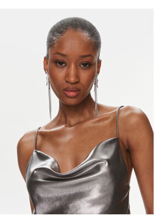 ROTATE Top Metallic Crop Top 1116512293 Srebrny Regular Fit. Kolor: srebrny. Materiał: syntetyk