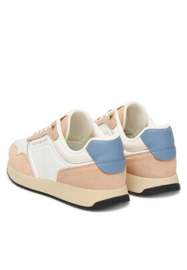 TOMMY HILFIGER - Tommy Hilfiger Sneakersy Mix Material Runner FW0FW08950 Écru. Kolor: kremowy. Materiał: skóra, zamsz