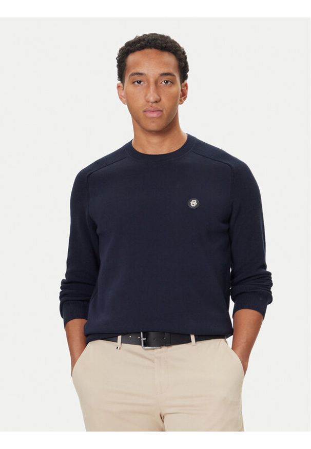BOSS Sweter C-Illian 50543136 Granatowy Regular Fit. Kolor: niebieski. Materiał: bawełna