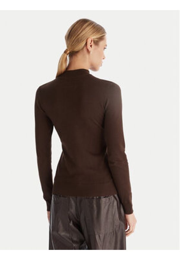 ACCESS FASHION Golf 54-8074 Brązowy Slim Fit. Typ kołnierza: golf. Kolor: brązowy. Materiał: wiskoza