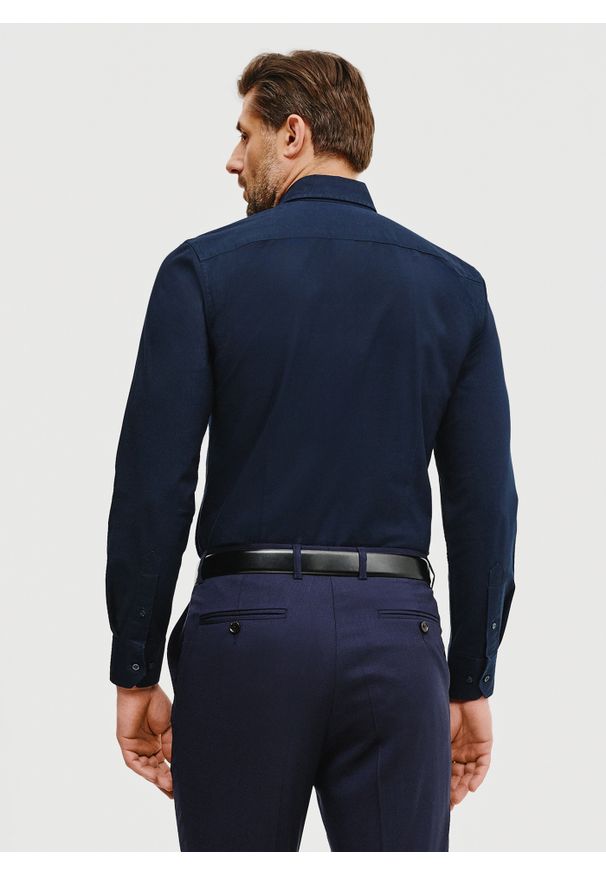 Pako Lorente - PAKO LORENTE – Casualowa koszula męska w kolorze granatowym. Okazja: na co dzień. Kolor: niebieski. Materiał: bawełna, elastan. Długość rękawa: długi rękaw. Długość: długie. Styl: casual