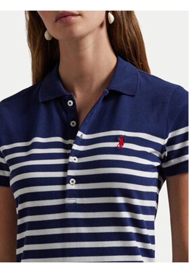 Polo Ralph Lauren Sukienka codzienna 211959122001 Granatowy Regular Fit. Okazja: na co dzień. Typ kołnierza: polo. Kolor: niebieski. Materiał: bawełna. Typ sukienki: proste. Styl: casual
