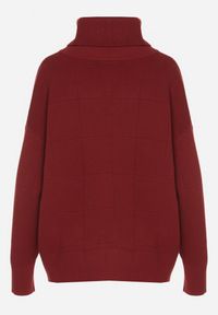 Born2be - Bordowy Golf w Klasycznym Stylu Linagela. Typ kołnierza: golf. Kolor: czerwony. Materiał: jeans. Styl: klasyczny #2