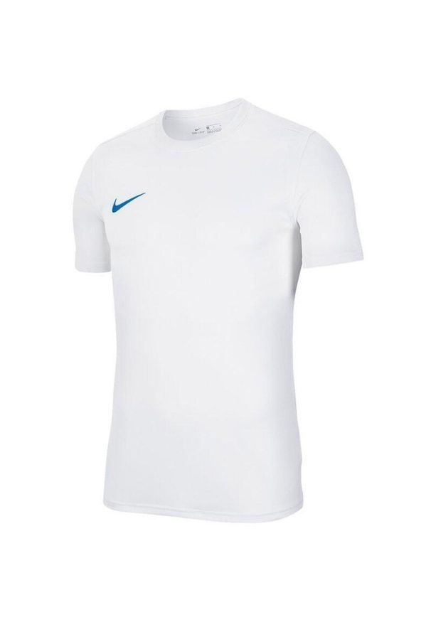 Koszulka piłkarska dziecięca Nike Dry Park VII treningowa szybkoschnąca Dri Fit. Kolor: biały, wielokolorowy, niebieski. Technologia: Dri-Fit (Nike). Sport: piłka nożna