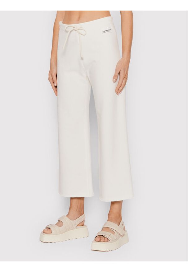 Liviana Conti Spodnie dresowe F2SJ75 Biały Relaxed Fit. Kolor: biały. Materiał: bawełna