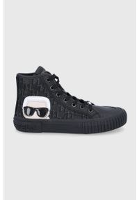 Karl Lagerfeld Trampki skórzane damskie kolor czarny. Nosek buta: okrągły. Zapięcie: sznurówki. Kolor: czarny. Materiał: skóra. Szerokość cholewki: normalna #1