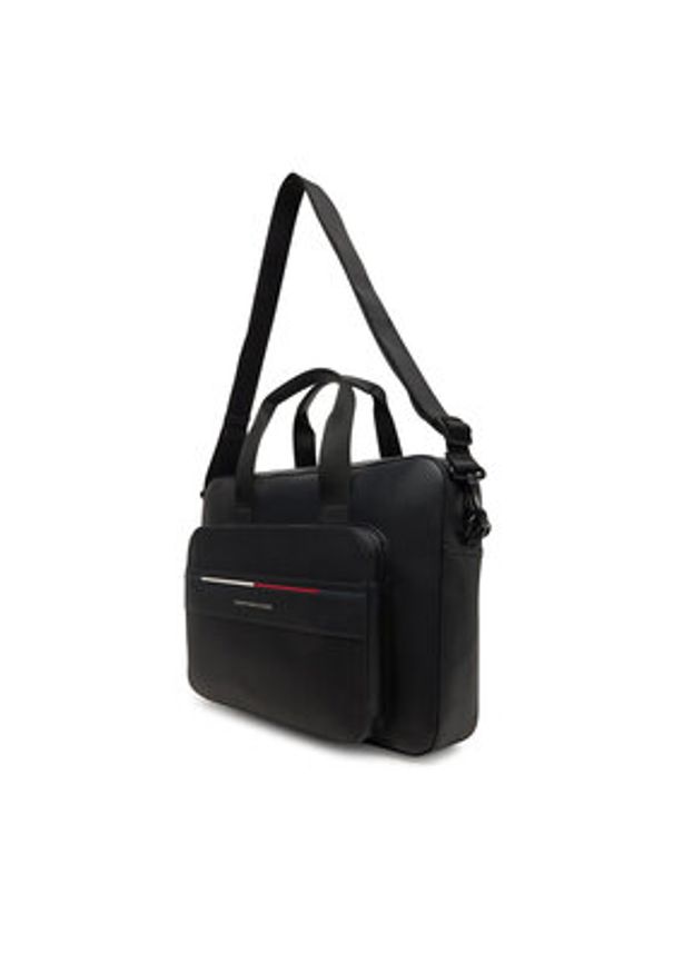 TOMMY HILFIGER - Tommy Hilfiger Torba na laptopa Th Foundation Computer Bag AM0AM13198 Czarny. Kolor: czarny. Materiał: skóra
