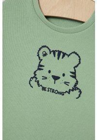 United Colors of Benetton longsleeve bawełniany niemowlęcy kolor zielony. Okazja: na co dzień. Kolor: zielony. Materiał: bawełna. Długość rękawa: długi rękaw. Styl: casual #3