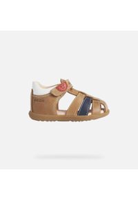 Sandały Geox Model B Sandal Macchia Boy Kolor Brązowy. Kolor: brązowy, wielokolorowy, beżowy. Materiał: skóra. Sezon: lato