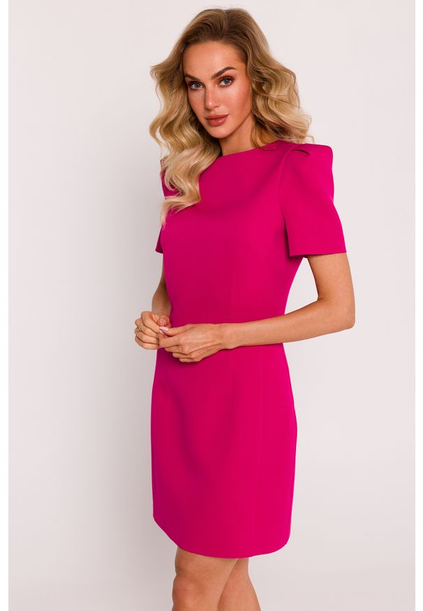 MOE - Elegancka sukienka mini fuksja. Kolor: różowy. Styl: elegancki. Długość: mini