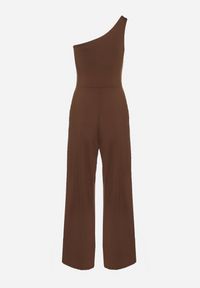 Born2be - Brązowy Asymetryczny Kombinezon na Jedno Ramię z Kieszeniami Efriele. Okazja: na randkę, na co dzień. Kolor: brązowy. Styl: casual #3