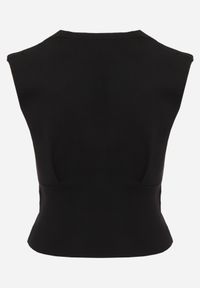 Born2be - Czarny Top Bez Rękawów z Wiskozą z Łańcuszkiem i Usztywnianymi Ramionami Shylisa. Okazja: na co dzień, do pracy. Kolor: czarny. Materiał: wiskoza. Długość rękawa: bez rękawów. Długość: długie. Wzór: aplikacja. Styl: casual #6