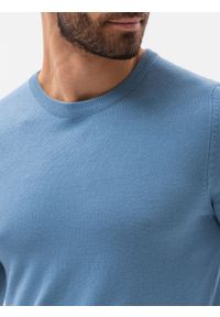 Ombre Clothing - Sweter męski E177 - błękitny - XXL. Kolor: niebieski. Materiał: nylon, wiskoza. Styl: klasyczny #3