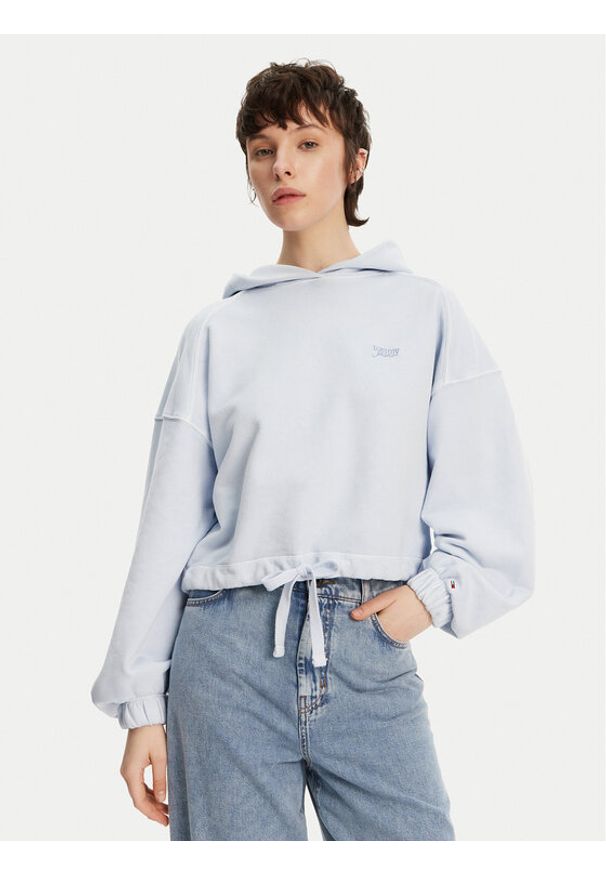 Tommy Jeans Bluza DW0DW20314 Niebieski Relaxed Fit. Kolor: niebieski. Materiał: bawełna