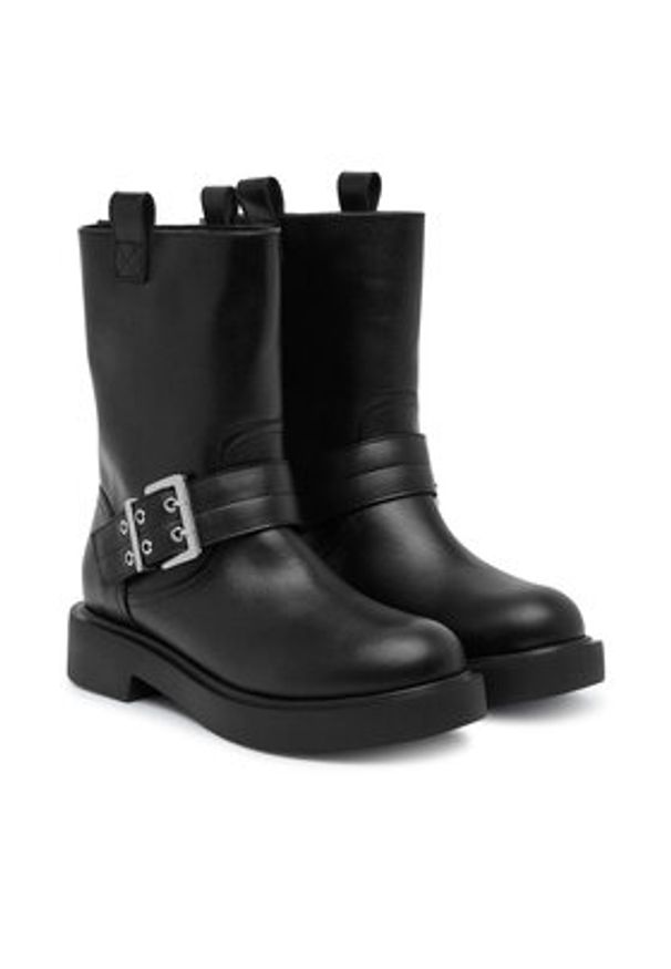 Love Moschino - LOVE MOSCHINO Botki JA24064G1NIA000A35 Czarny. Kolor: czarny. Materiał: skóra