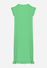 Born2be - Jasnozielona Sukienka Trapezowa Midi z Falbanką Bez Rękawów Neoliana. Kolor: zielony. Długość rękawa: bez rękawów. Sezon: lato. Typ sukienki: trapezowe. Długość: midi #4