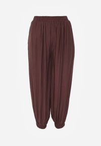 Renee - Brązowe Spodnie High Waist o Kroju Balloon Mezesha. Okazja: na co dzień. Stan: podwyższony. Kolor: brązowy. Długość: krótkie. Styl: boho, casual #7