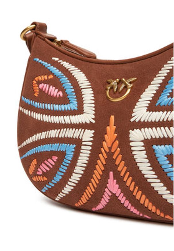 Pinko - PINKO Torebka Half Moon Mini Fl PE 25 PLTT 102790 A2IW Brązowy. Kolor: brązowy. Materiał: skórzane, zamszowe