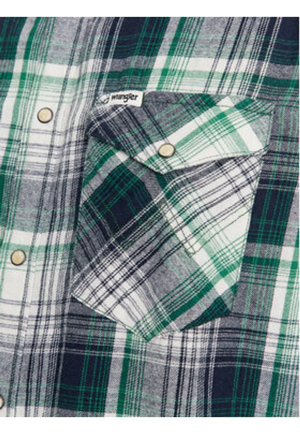 Wrangler Koszula Western 112357242 Zielony Regular Fit. Kolor: zielony. Materiał: bawełna