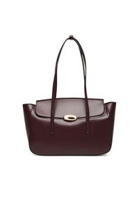 Calvin Klein Torebka Hardware Flap Tote Bag LV04F3145G Bordowy. Kolor: czerwony. Materiał: skórzane