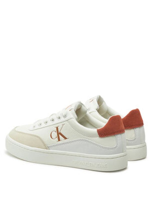 Calvin Klein Jeans Sneakersy Classic Cupsole Laceup Low Lth YW0YW01668 Biały. Kolor: biały. Materiał: skóra