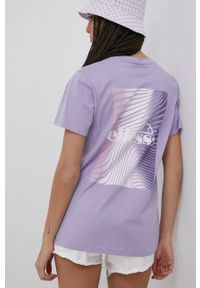 Ellesse t-shirt bawełniany kolor fioletowy. Kolor: fioletowy. Materiał: bawełna. Wzór: nadruk