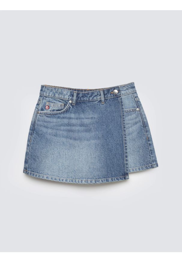 Big-Star - Spódnico-szorty dziewczęce jeansowe niebieskie Juni 466. Okazja: na co dzień. Kolor: niebieski. Materiał: jeans. Sezon: lato. Styl: vintage, casual, klasyczny, elegancki