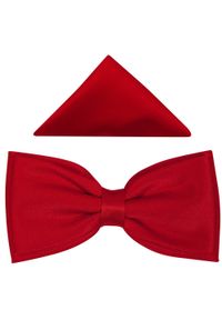 Modini - Czerwona gładka mucha męska - szeroka B41. Kolor: czerwony. Materiał: poliester, tkanina. Wzór: gładki. Styl: elegancki #1