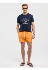 Big-Star - Koszulka męska z nadrukiem granatowa Bester 403. Okazja: na co dzień. Kolor: niebieski. Materiał: bawełna, jeans. Wzór: nadruk. Styl: klasyczny, casual #5