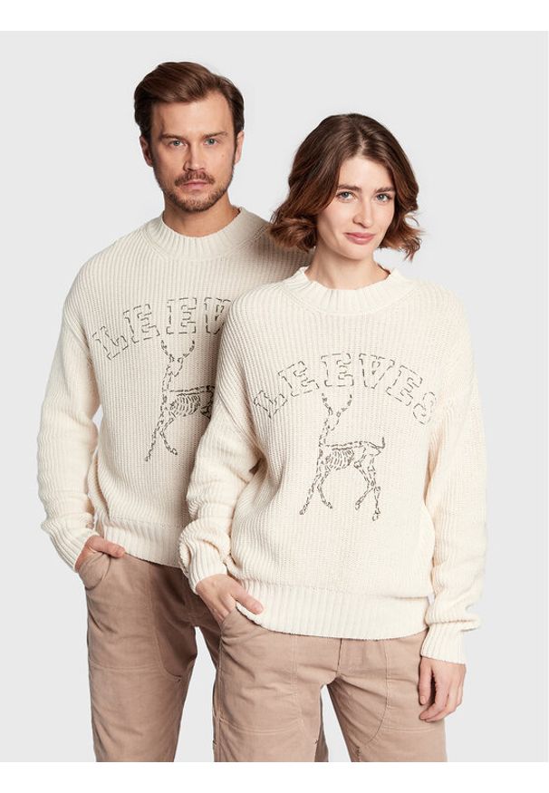 Leeves Sweter Unisex Antelope Écru Regular Fit. Materiał: bawełna