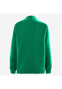 KIPSTA - Bluza treningowa do piłki nożnej dla dzieci Kipsta Essential. Typ kołnierza: komin. Kolor: zielony. Materiał: tkanina, elastan, prążkowany, materiał, poliester. Sport: fitness, piłka nożna