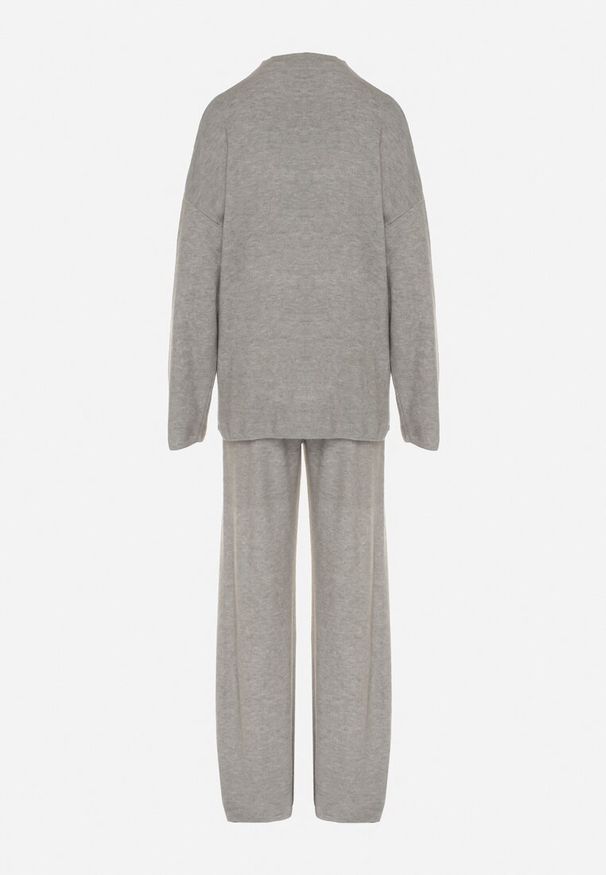 Born2be - Ciemnoszary Dzianinowy Komplet z Wełną Spodnie i Sweter Tesira. Kolor: szary. Materiał: dzianina, wełna