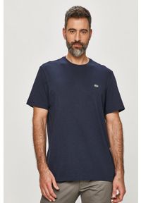 Lacoste - T-shirt TH2038 TH2038-166. Okazja: na co dzień. Kolor: niebieski. Materiał: dzianina. Wzór: gładki, aplikacja. Styl: casual #3