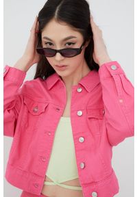 only - Only kurtka jeansowa damska kolor fioletowy przejściowa. Kolor: fioletowy. Materiał: jeans