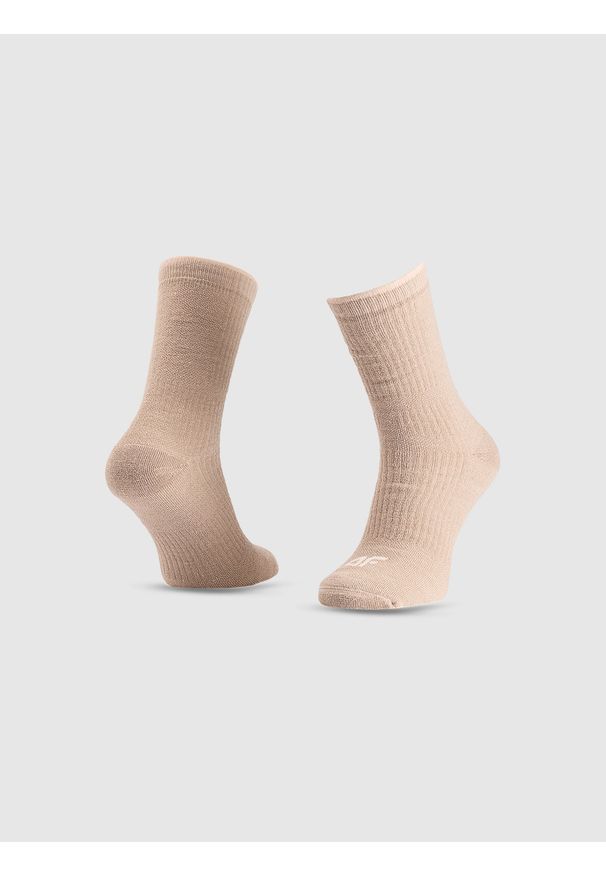 4f - 4F Skarpetki trekkingowe za kostkę damskie - beżowe 35-38. Kolor: beżowy. Technologia: Primaloft. Sport: wspinaczka, turystyka piesza