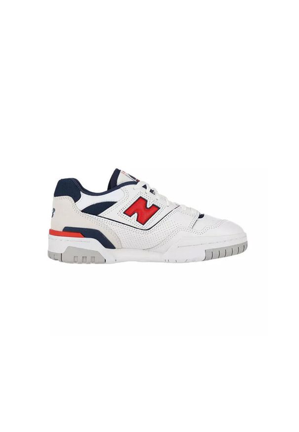 Buty do chodzenia męskie New Balance BB550ESD. Zapięcie: sznurówki. Kolor: biały, niebieski, wielokolorowy. Materiał: skóra. Szerokość cholewki: normalna. Sport: turystyka piesza