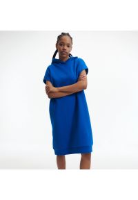Reserved - Sukienka z dresowej dzianiny - Granatowy. Kolor: niebieski. Materiał: dresówka, dzianina