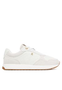 TOMMY HILFIGER - Tommy Hilfiger Sneakersy Th Runner Monogram FW0FW09586 Kremowy. Kolor: kremowy. Materiał: skóra, zamsz #1