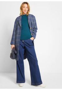 bonprix - Cienki sweter. Typ kołnierza: kołnierzyk stójkowy, golf. Kolor: niebieski. Materiał: bawełna. Wzór: gładki, ze splotem #3