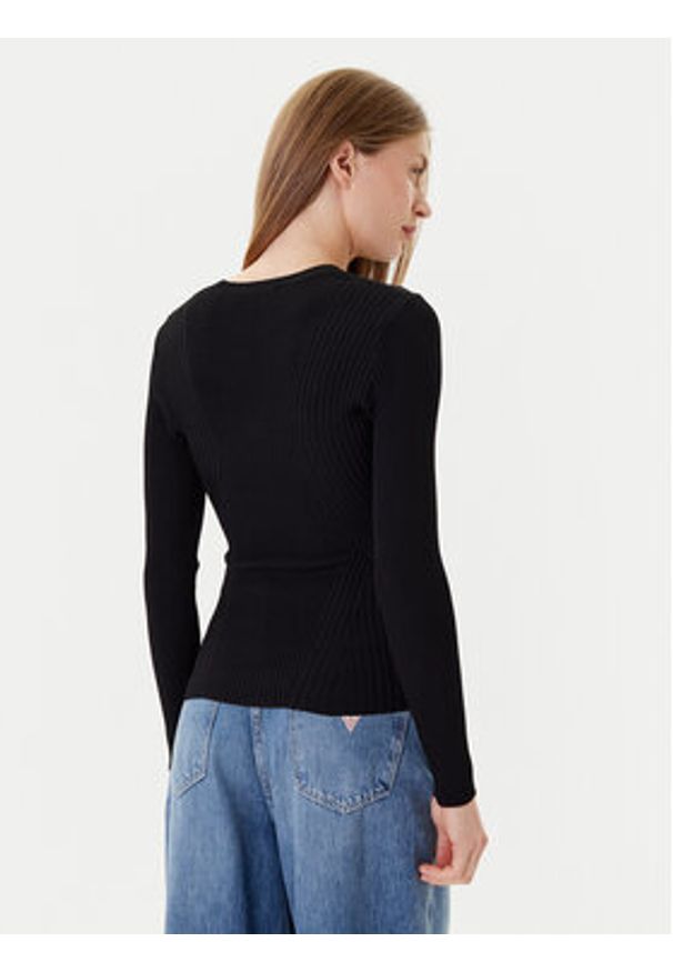 Guess Sweter W5YR08 Z0040 Czarny Slim Fit. Kolor: czarny. Materiał: syntetyk