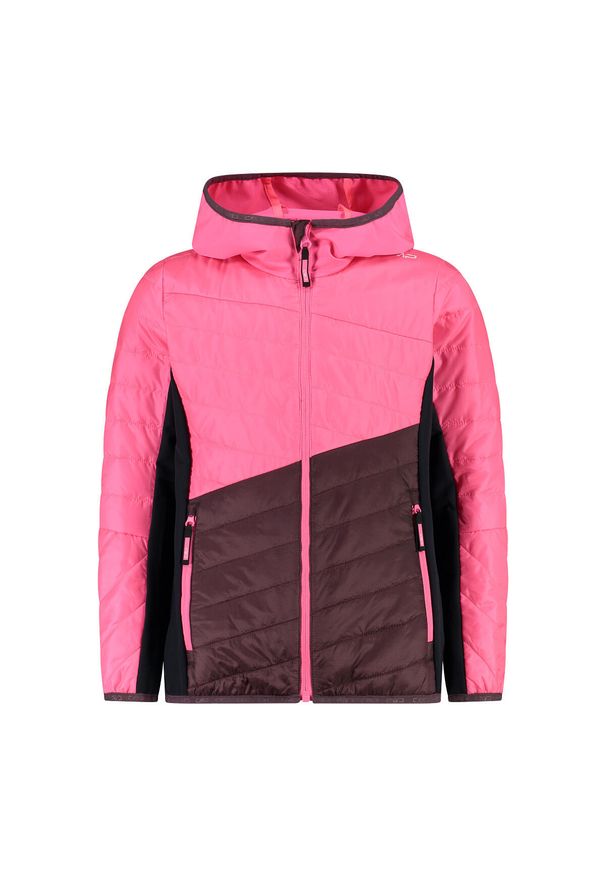 Dziewczęca hybrydowa kurtka turystyczna z kapturem CMP. Typ kołnierza: kaptur. Kolor: czerwony, fioletowy, wielokolorowy