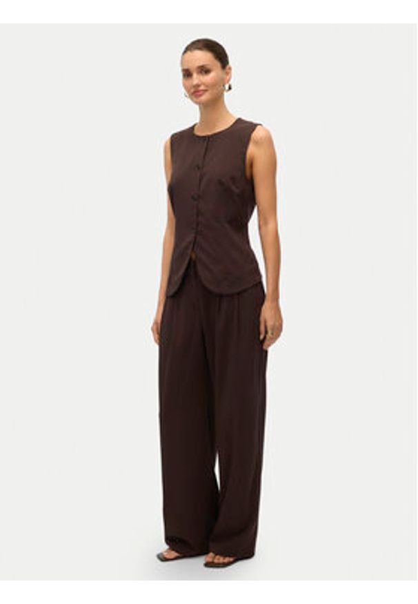 Vero Moda Spodnie materiałowe Sigga 10336315 Brązowy Wide Leg. Kolor: brązowy. Materiał: wiskoza