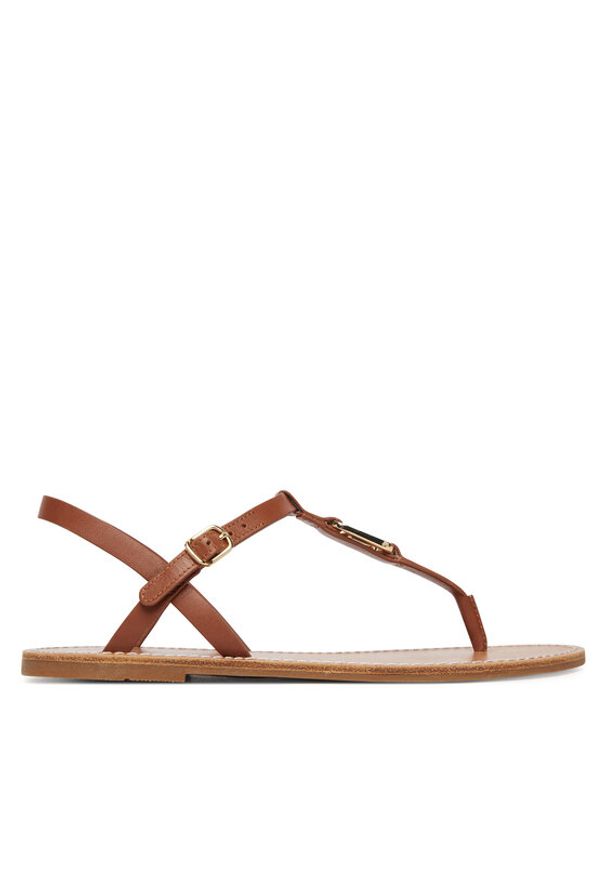TOMMY HILFIGER - Tommy Hilfiger Sandały Leather Thong Sandal FW0FW09127 Brązowy. Kolor: brązowy. Materiał: skóra