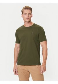 GANT - Gant T-Shirt Shield 2003184 Zielony Regular Fit. Kolor: zielony. Materiał: bawełna