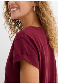 bonprix - Długi T-shirt z czystej bawełny. Kolor: czerwony. Materiał: bawełna. Długość rękawa: krótki rękaw. Długość: długie, krótkie #3