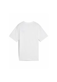 Puma - Młodzieżowa luźna koszulka ESS z małym logo No. 1 PUMA White. Kolor: biały. Materiał: prążkowany. Wzór: haft