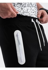 Ombre Clothing - Krótkie spodenki męskie dresowe - czarne V3. Okazja: na co dzień. Kolor: czarny. Materiał: dresówka. Długość: krótkie. Wzór: nadruk. Sezon: wiosna, lato. Styl: klasyczny, casual #6