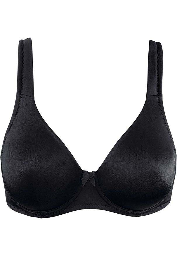 bonprix - Biustonosz t-shirt na fiszbinach, z materiału z recyklingu. Kolor: czarny. Materiał: materiał