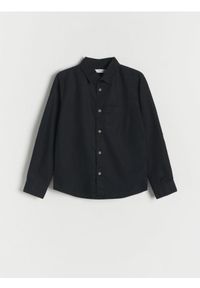 Reserved - Koszula z lnem - czarny. Kolor: czarny. Materiał: len. Styl: klasyczny #1