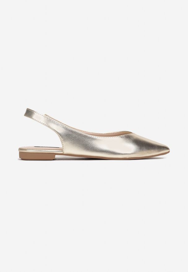 Born2be - Złote Pudrowe Sandały Slingback z Noskiem w Szpic Arrilla. Okazja: na co dzień, na spotkanie biznesowe, na spacer. Kolor: złoty. Sezon: lato. Styl: elegancki, biznesowy, casual